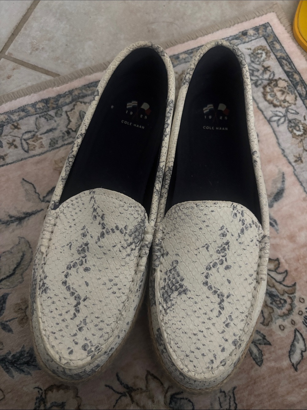 Cole Haan Cream Snake-Print Loafers